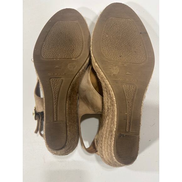 Kanna Espadrille Wedge Sandals Suede Tassel Peep Toe Beige Women’s Size 39
8.5 - Picture 5 of 6